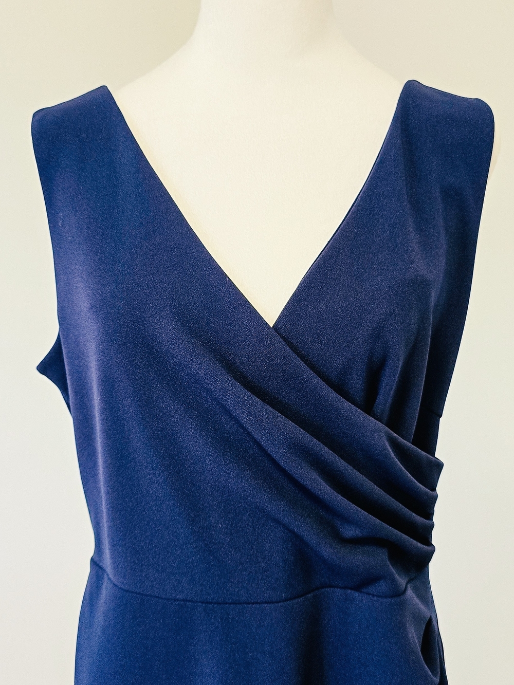 WOOSEA Navy Blue Ruched Wrap Maxi Formal Dress XL